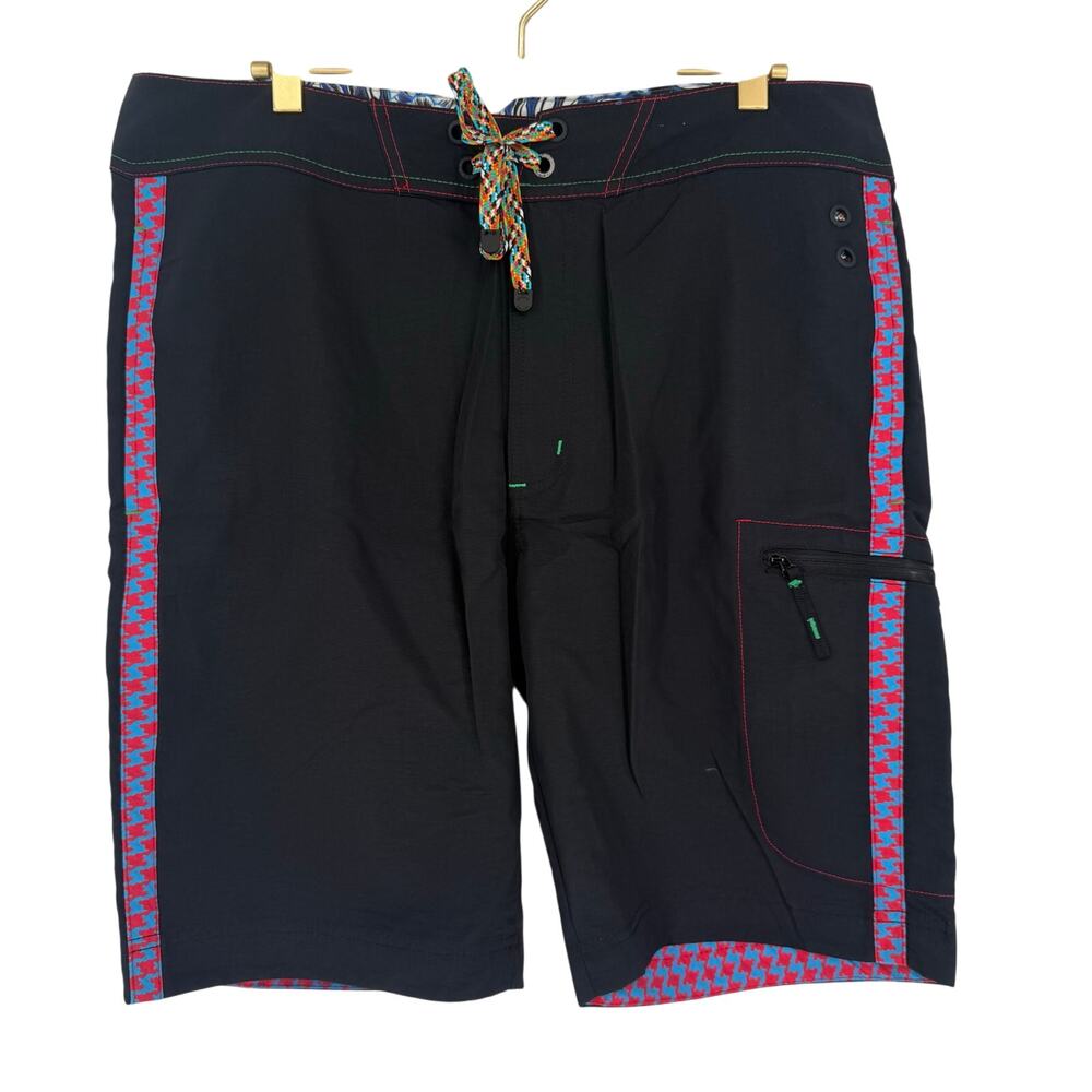 Robert Graham Men's Swim Shorts LONGBOARD Board Shorts Black Solid 34
